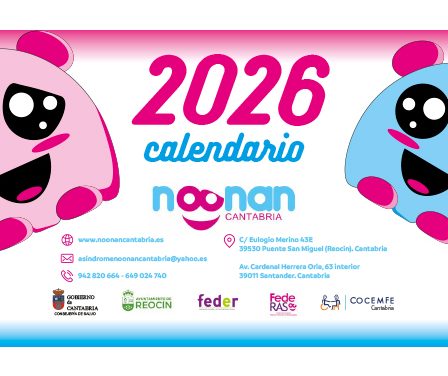 CALENDARIO 2026 SOLIDARIO ASOCIACIÓN SÍNDROME DE NOONAN CANTABRIA